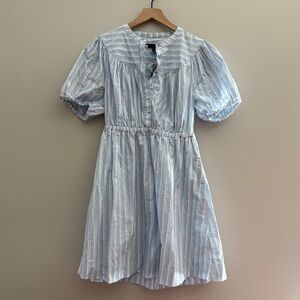 NWT Blue & White Striped J. Crew Puff Sleeve Dress